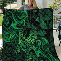 New Zealand Tuatara Quilt Aotearoa Maori Clematis Flowers - Green LT14 Green - Polynesian Pride