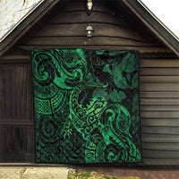 New Zealand Tuatara Quilt Aotearoa Maori Clematis Flowers - Green LT14 - Polynesian Pride