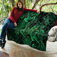 New Zealand Tuatara Quilt Aotearoa Maori Clematis Flowers - Green LT14 - Polynesian Pride