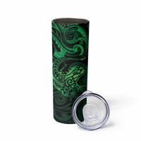 New Zealand Tuatara Skinny Tumbler Aotearoa Maori Clematis Flowers - Green LT14 - Polynesian Pride