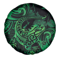New Zealand Tuatara Spare Tire Cover Aotearoa Maori Clematis Flowers - Green