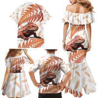 Red New Zealand Tuatara Family Matching Mermaid Dress and Hawaiian Shirt Aotearoa Sphenodon Punctatus Silver Fern LT14 - Polynesian Pride