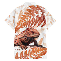 Red New Zealand Tuatara Family Matching Tank Maxi Dress and Hawaiian Shirt Aotearoa Sphenodon Punctatus Silver Fern LT14 - Polynesian Pride