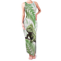 Green New Zealand Tuatara Family Matching Tank Maxi Dress and Hawaiian Shirt Aotearoa Sphenodon Punctatus Silver Fern LT14 Mom's Dress Green - Polynesian Pride