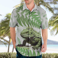 Green New Zealand Tuatara Hawaiian Shirt Aotearoa Sphenodon Punctatus Silver Fern LT14 - Polynesian Pride