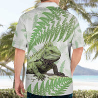 Green New Zealand Tuatara Hawaiian Shirt Aotearoa Sphenodon Punctatus Silver Fern LT14 - Polynesian Pride