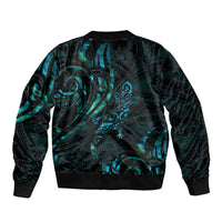New Zealand Skink Sleeve Zip Bomber Jacket Aotearoa Maori Mix Paua Shell