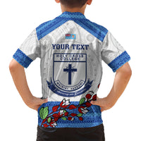 Personalised Fiji Holy Cross College Kid Hawaiian Shirt Happy 50th Anniversary Fijian Tagimoucia Tapa Pattern LT14 - Polynesian Pride