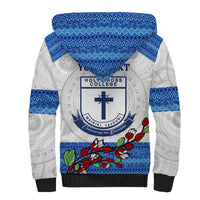 Personalised Fiji Holy Cross College Sherpa Hoodie Happy 50th Anniversary Fijian Tagimoucia Tapa Pattern LT14 - Polynesian Pride