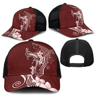 Oxblood Hawaii Baseball Net Cap Hammerhead Shark Tattoo Curve Polynesian LT14 - Polynesian Pride