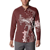 Oxblood Hawaii Button Sweatshirt Hammerhead Shark Tattoo Curve Polynesian - Polynesian Pride
