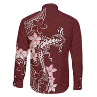 Oxblood Hawaii Family Matching Long Sleeve Bodycon Dress and Hawaiian Shirt Hammerhead Shark Tattoo Curve Polynesian - Polynesian Pride