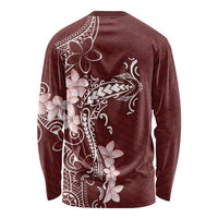 Oxblood Hawaii Long Sleeve Shirt Hammerhead Shark Tattoo Curve Polynesian - Polynesian Pride