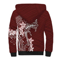 Oxblood Hawaii Sherpa Hoodie Hammerhead Shark Tattoo Curve Polynesian - Polynesian Pride
