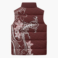 Oxblood Hawaii Sleeveless Puffer Jacket Hammerhead Shark Tattoo Curve Polynesian - Polynesian Pride