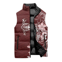 Oxblood Hawaii Sleeveless Puffer Jacket Hammerhead Shark Tattoo Curve Polynesian - Polynesian Pride