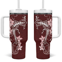 Oxblood Hawaii Tumbler With Handle Hammerhead Shark Tattoo Curve Polynesian - Polynesian Pride