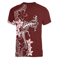 Oxblood Hawaii Women V-Neck T-Shirt Hammerhead Shark Tattoo Curve Polynesian - Polynesian Pride