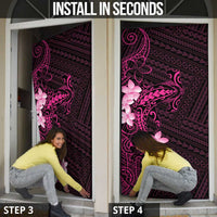 Pink Hawaii Door Cover Hammerhead Shark Tattoo Curve Polynesian - Polynesian Pride