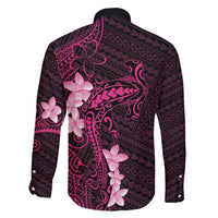 Pink Hawaii Family Matching Long Sleeve Bodycon Dress and Hawaiian Shirt Hammerhead Shark Tattoo Curve Polynesian - Polynesian Pride