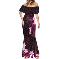 Pink Hawaii Mermaid Dress Hammerhead Shark Tattoo Curve Polynesian - Polynesian Pride