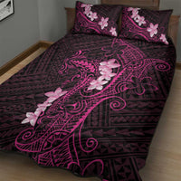 Pink Hawaii Quilt Bed Set Hammerhead Shark Tattoo Curve Polynesian - Polynesian Pride