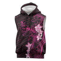 Pink Hawaii Sleeveless Hoodie Hammerhead Shark Tattoo Curve Polynesian - Polynesian Pride