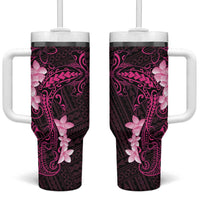 Pink Hawaii Tumbler With Handle Hammerhead Shark Tattoo Curve Polynesian - Polynesian Pride