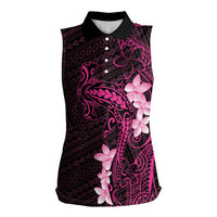 Pink Hawaii Women Sleeveless Polo Shirt Hammerhead Shark Tattoo Curve Polynesian LT14 Female Pink - Polynesian Pride