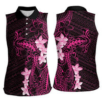 Pink Hawaii Women Sleeveless Polo Shirt Hammerhead Shark Tattoo Curve Polynesian LT14 - Polynesian Pride