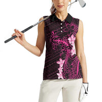 Pink Hawaii Women Sleeveless Polo Shirt Hammerhead Shark Tattoo Curve Polynesian LT14 - Polynesian Pride