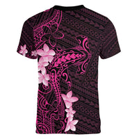 Pink Hawaii Women V-Neck T-Shirt Hammerhead Shark Tattoo Curve Polynesian - Polynesian Pride