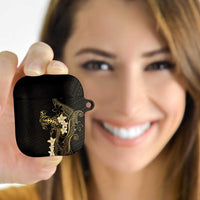 Black and Gold Hawaii AirPods Case Hammerhead Shark Tattoo Curve Polynesian - Polynesian Pride