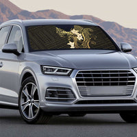 Black and Gold Hawaii Auto Sun Shade Hammerhead Shark Tattoo Curve Polynesian - Polynesian Pride