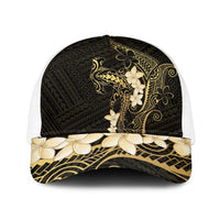 Black and Gold Hawaii Baseball Net Cap Hammerhead Shark Tattoo Curve Polynesian LT14 One Size White Black - Polynesian Pride