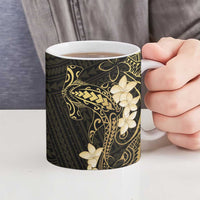 Black and Gold Hawaii Ceramic Mug Hammerhead Shark Tattoo Curve Polynesian - Polynesian Pride