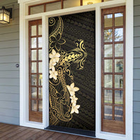 Black and Gold Hawaii Door Cover Hammerhead Shark Tattoo Curve Polynesian - Polynesian Pride