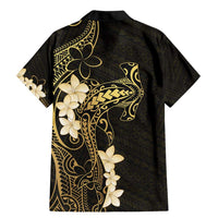 Black and Gold Hawaii Family Matching Mermaid Dress and Hawaiian Shirt Hammerhead Shark Tattoo Curve Polynesian - Polynesian Pride