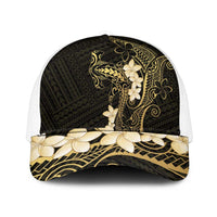 Black and Gold Hawaii Mesh Trucker Cap Hammerhead Shark Tattoo Curve Polynesian LT14 One Size White Black - Polynesian Pride