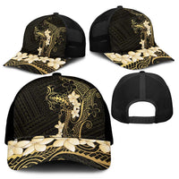 Black and Gold Hawaii Mesh Trucker Cap Hammerhead Shark Tattoo Curve Polynesian LT14 - Polynesian Pride