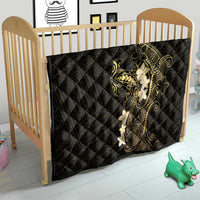 Black and Gold Hawaii Quilt Hammerhead Shark Tattoo Curve Polynesian - Polynesian Pride