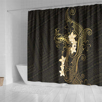 Black and Gold Hawaii Shower Curtain Hammerhead Shark Tattoo Curve Polynesian - Polynesian Pride
