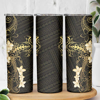 Black and Gold Hawaii Skinny Tumbler Hammerhead Shark Tattoo Curve Polynesian - Polynesian Pride
