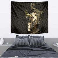 Black and Gold Hawaii Tapestry Hammerhead Shark Tattoo Curve Polynesian - Polynesian Pride