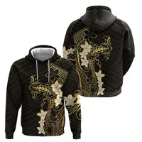 Black and Gold Hawaii Zip Hoodie Hammerhead Shark Tattoo Curve Polynesian - Polynesian Pride