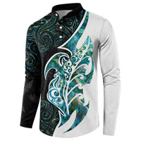 Proud Aotearoa Button Sweatshirt Maori Silver Fern Mix Paua Shell Pattern LT14 - Polynesian Pride