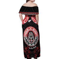 Aotearoa Toitu Te Tiriti Family Matching Off Shoulder Maxi Dress and Hawaiian Shirt Haka Tiki Honour The Treaty LT14 - Polynesian Pride