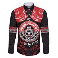 Aotearoa Toitu Te Tiriti Family Matching Short Sleeve Bodycon Dress and Hawaiian Shirt Haka Tiki Honour The Treaty LT14 Dad's Shirt - Long Sleeve Black - Polynesian Pride