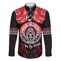 Aotearoa Toitu Te Tiriti Family Matching Tank Maxi Dress and Hawaiian Shirt Haka Tiki Honour The Treaty LT14 Dad's Shirt - Long Sleeve Black - Polynesian Pride