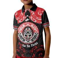 Aotearoa Toitu Te Tiriti Kid Polo Shirt Haka Tiki Honour The Treaty LT14 Kid Black - Polynesian Pride
